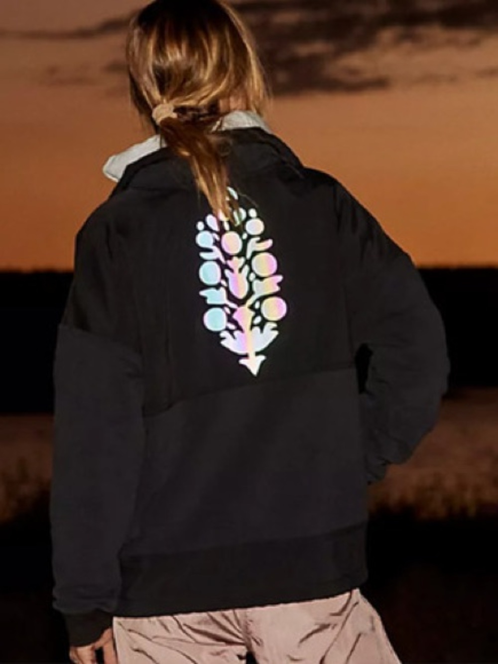 NWOT Free People FP Movement Black Daybreak Reflective Sweatshirt